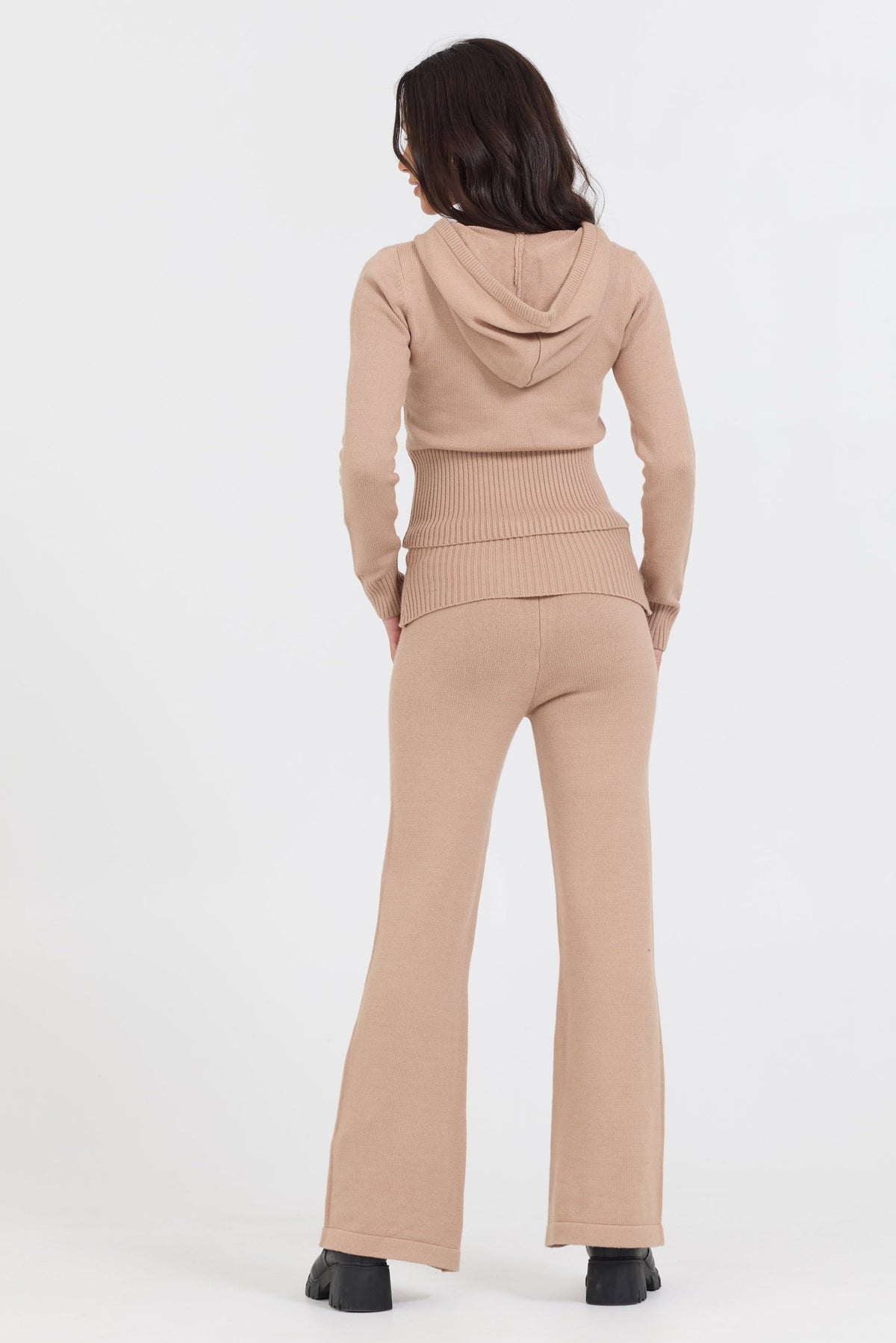Salted Caramel Slim Fit Knit Fold Over Flare Pant | Vintage Havana