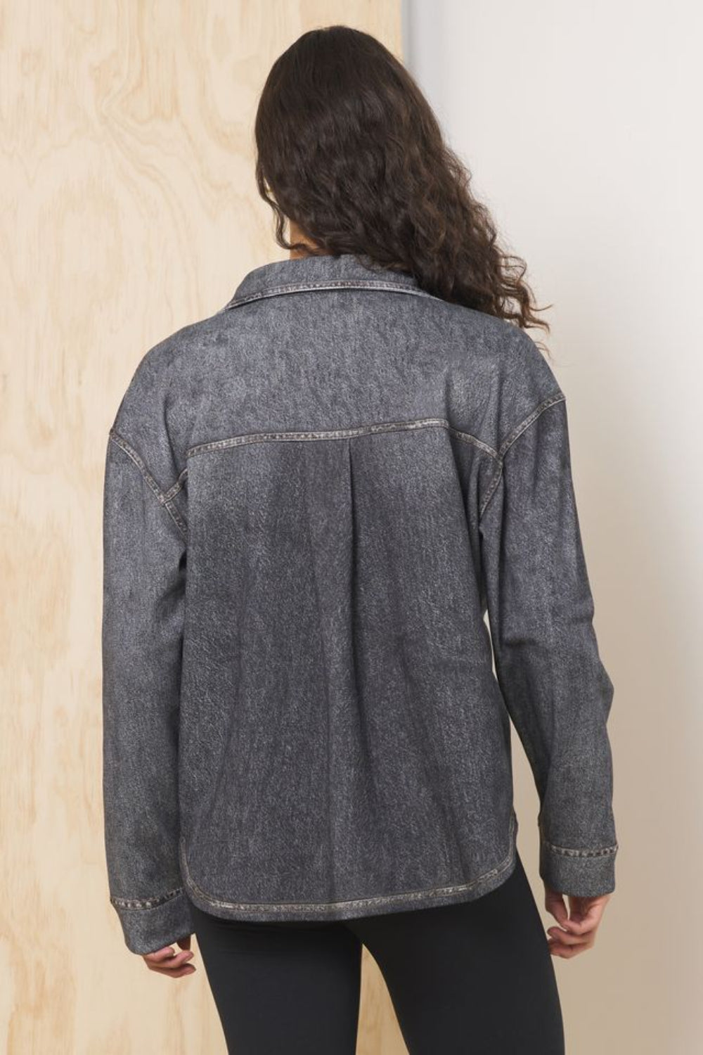 Denim Fleece Shacket | Vintage Havana