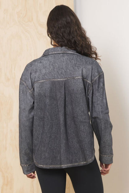 Denim Fleece Shacket | Vintage Havana
