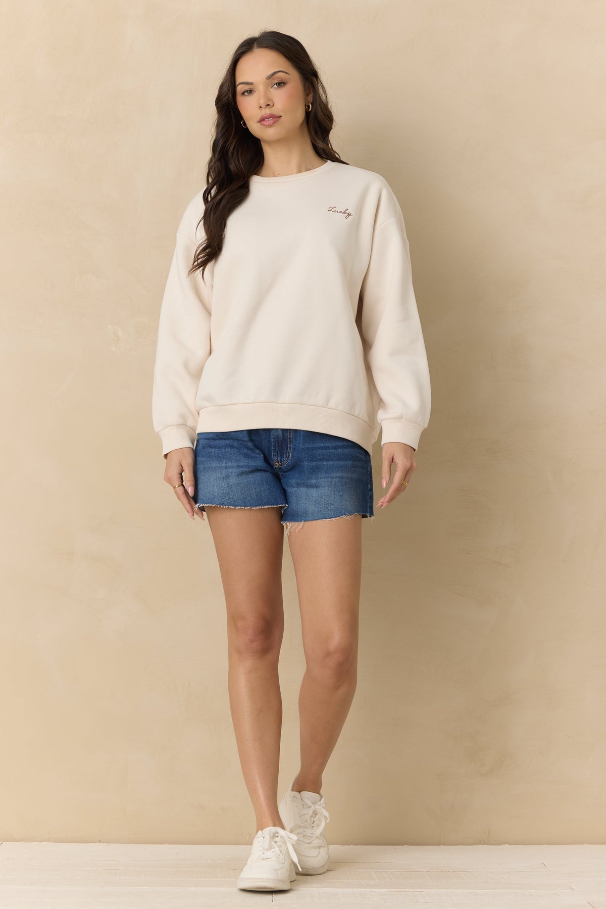 Ultra Fleece Crew with Embroidery | Vintage Havana