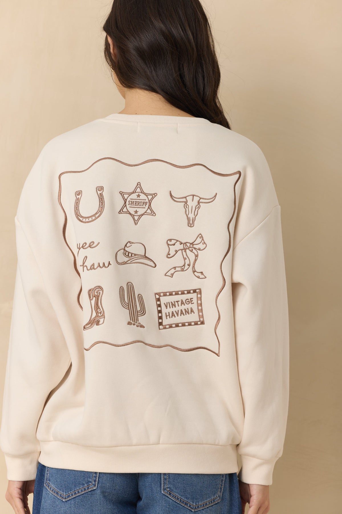 Ultra Fleece Crew with Embroidery | Vintage Havana