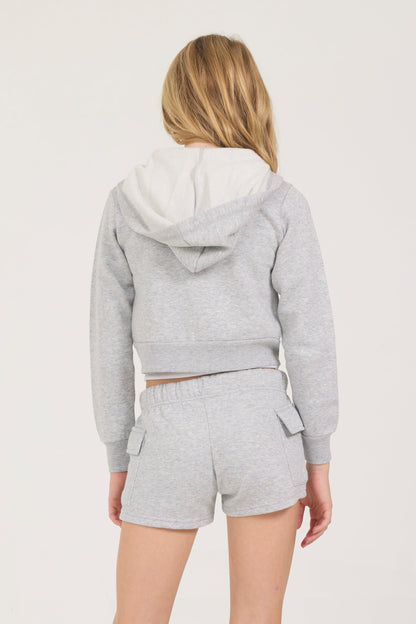 Kids Burnout Crop Zip Hoodie | Vintage Havana
