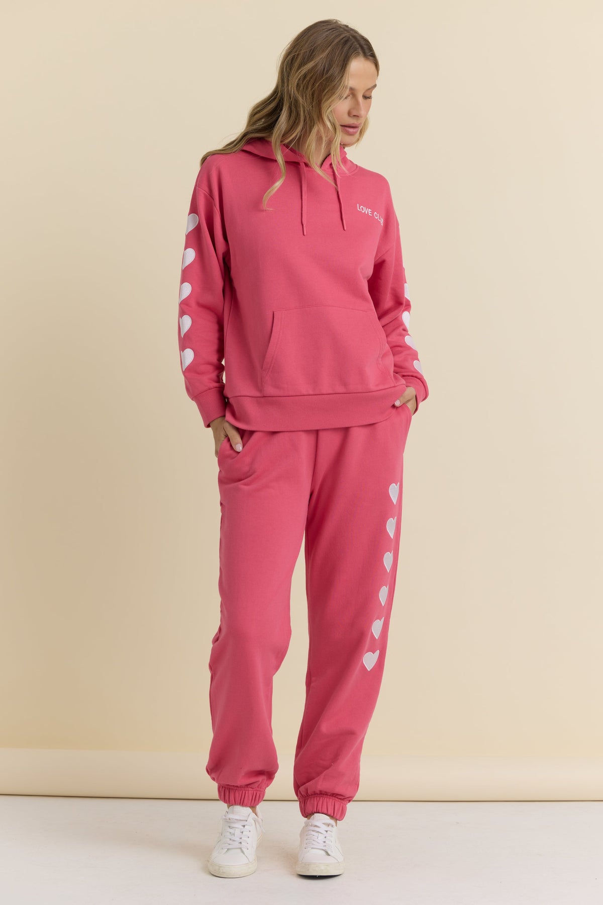 Heart Embroidered French Terry Joggers | Vintage Havana
