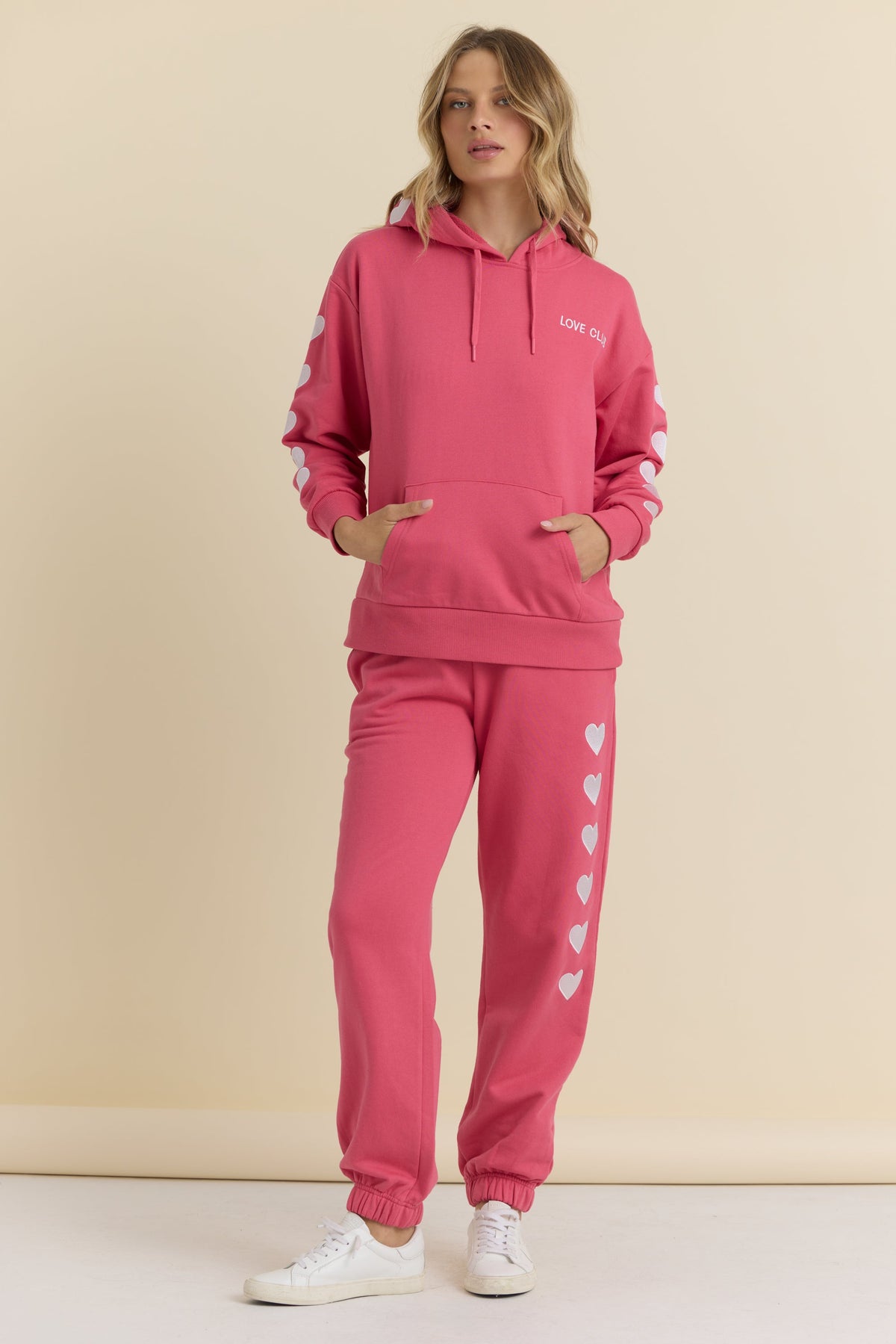 Heart Embroidered French Terry Joggers | Vintage Havana