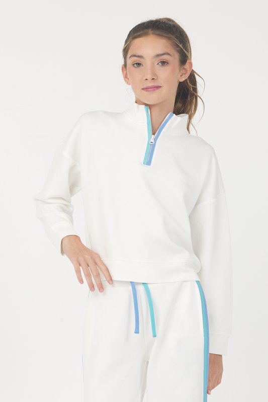 Color Block Cloud Quarter Zip | Vintage Havana