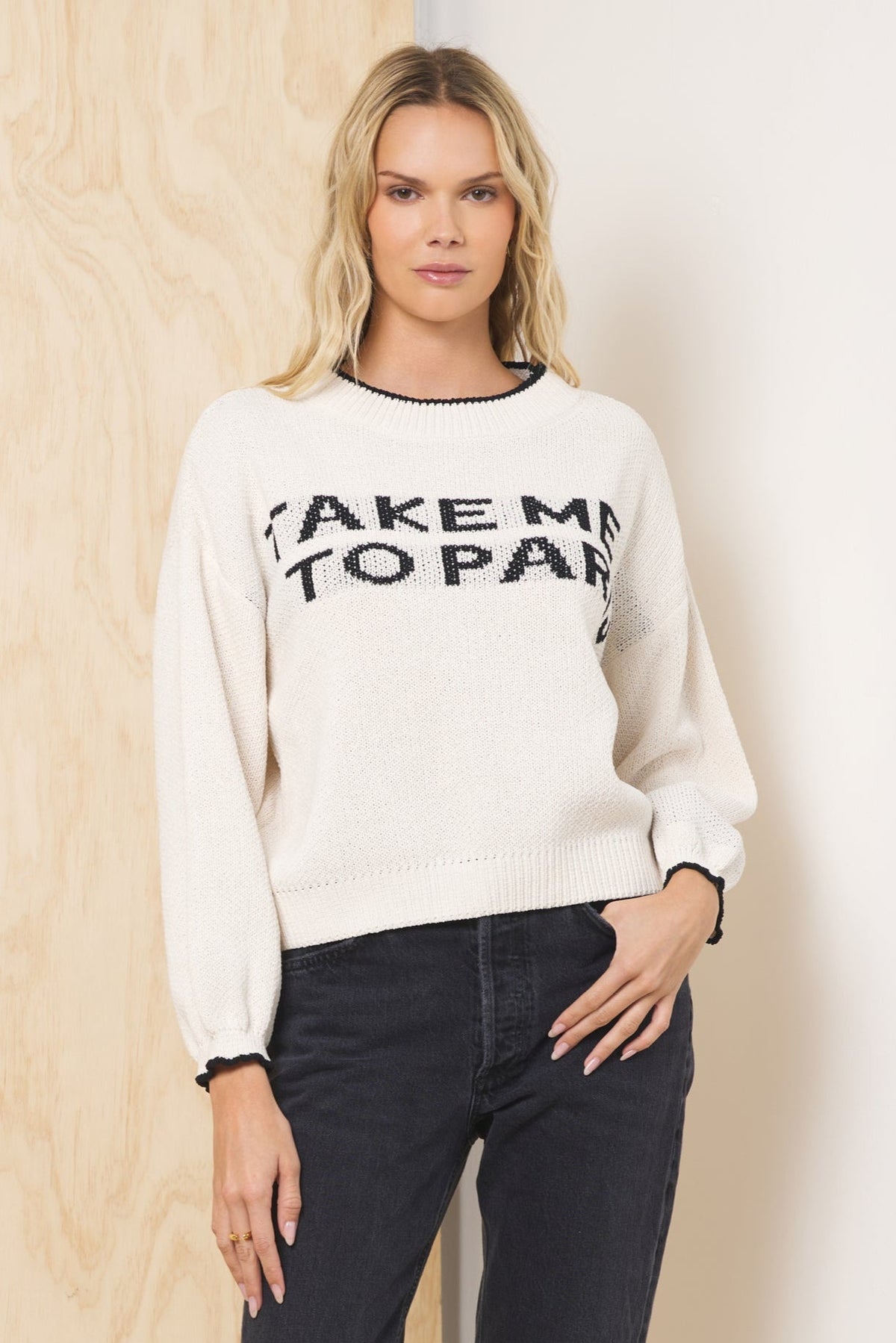 “Take Me To Paris” Jacquard Sweater | Vintage Havana