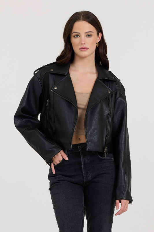 Black Leather Moto Jacket | Vintage Havana