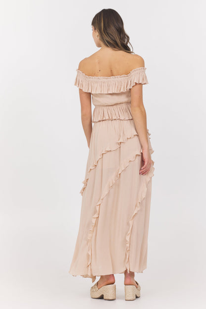 Champagne Toast Ruffle Off Shoulder Top | Vintage Havana