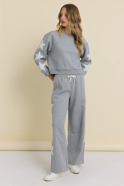 Reverse Terry Crew with Star Applique | Vintage Havana