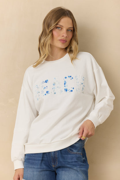 Mixed Applique Beach Crewneck | Vintage Havana