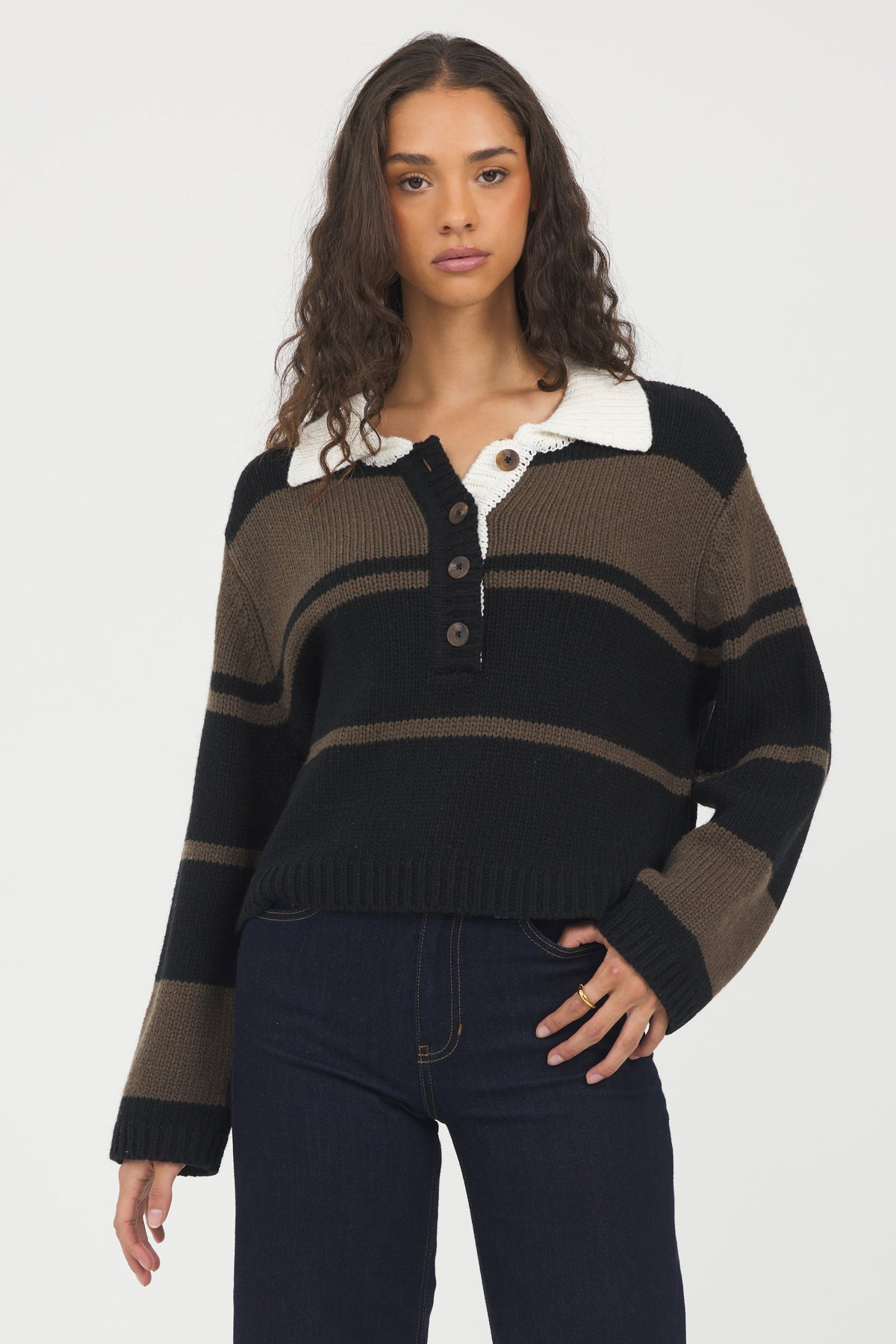 Woodland Stripe Collared Sweater | Vintage Havana
