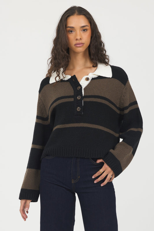 Woodland Stripe Collared Sweater | Vintage Havana