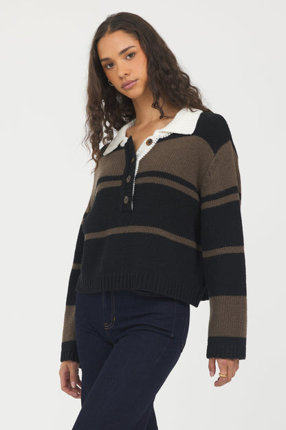 Woodland Stripe Collared Sweater | Vintage Havana