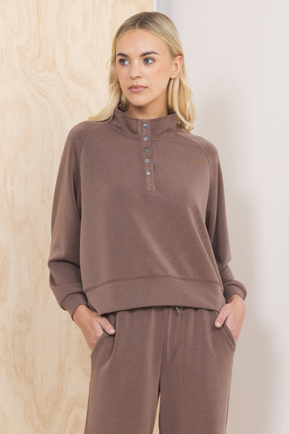 Luxe Cloud Henley Pullover | Vintage Havana