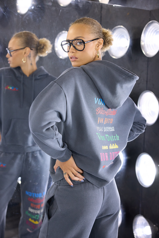 Von Dutch Hoodie with Multi Print | Vintage Havana