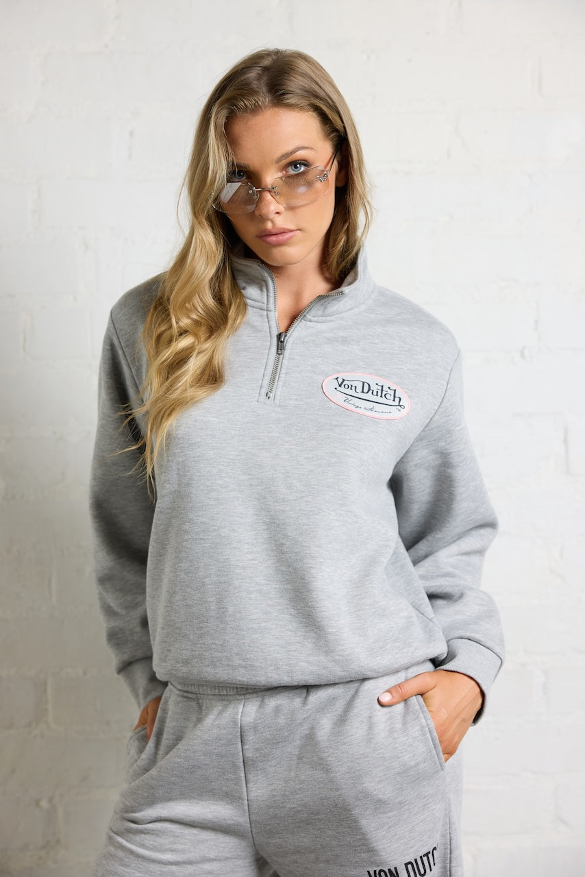 Von Dutch Quarter Zip with Print | Vintage Havana