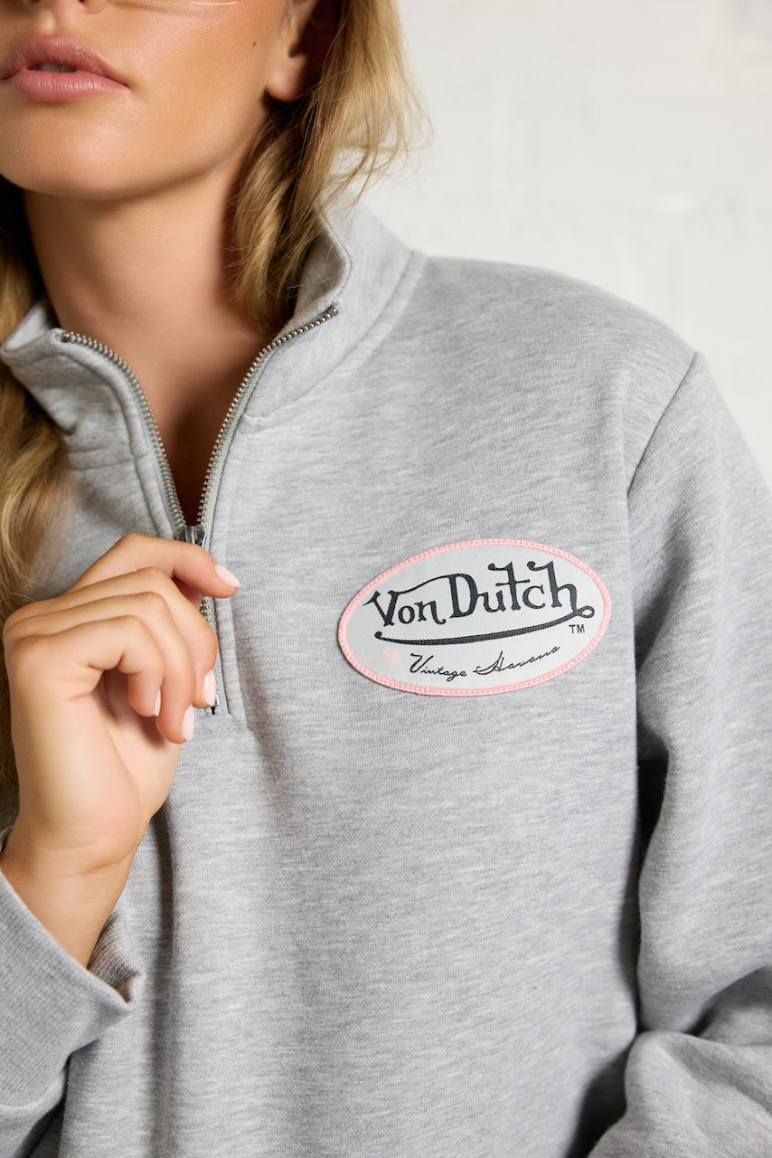Von Dutch Quarter Zip with Print | Vintage Havana