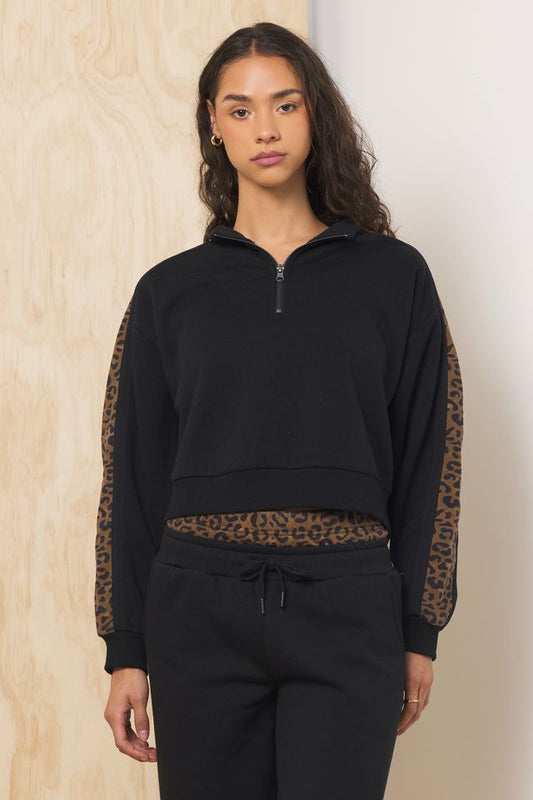 Heavy Surfwash Quarter Zip w/ Printed Insert | Vintage Havana