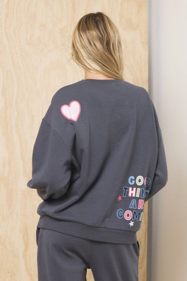 Printed Surf Wash Crew w/ Patches | Vintage Havana