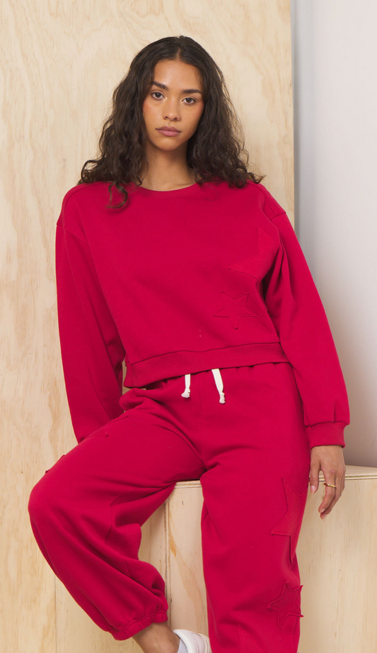 Fleece Crewneck w/ Star Applique | Vintage Havana