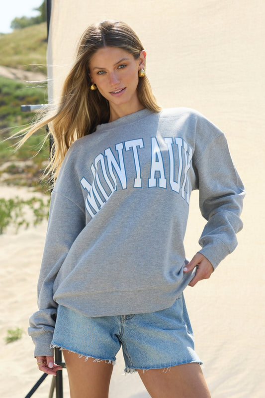 "Montauk" Heather Grey Surf Wash Crewneck | Vintage Havana