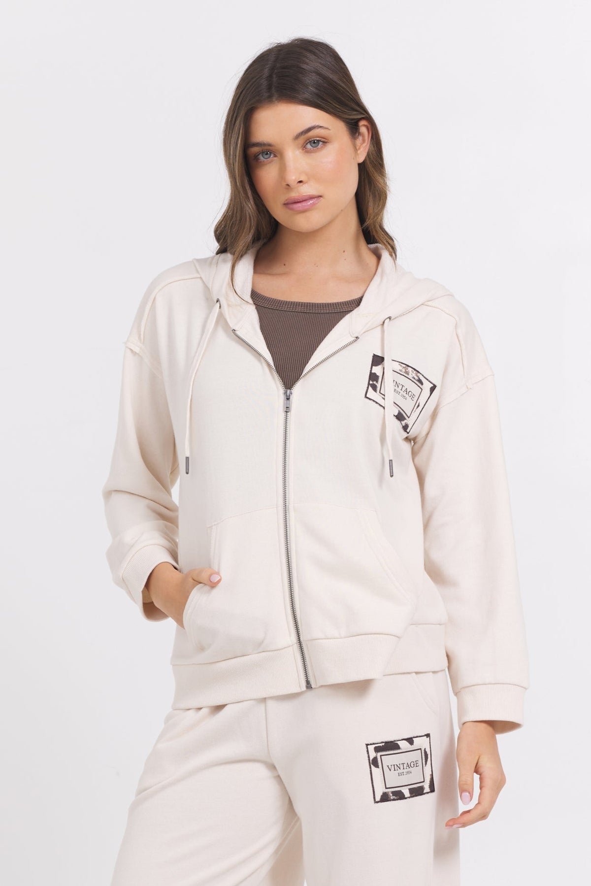Suede Terry Zip Up | Vintage Havana