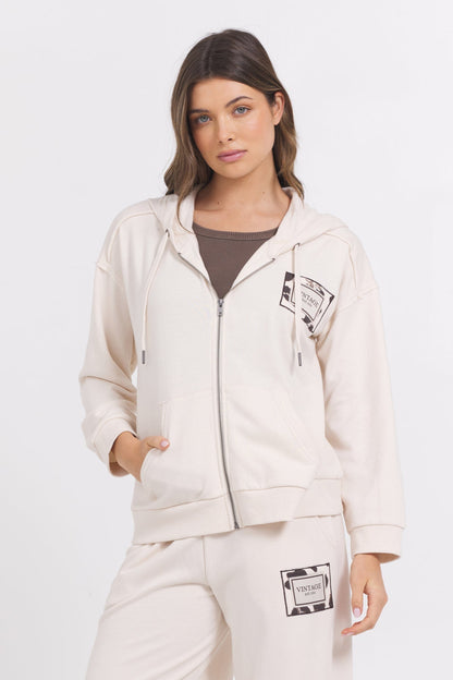 Suede Terry Zip Up | Vintage Havana