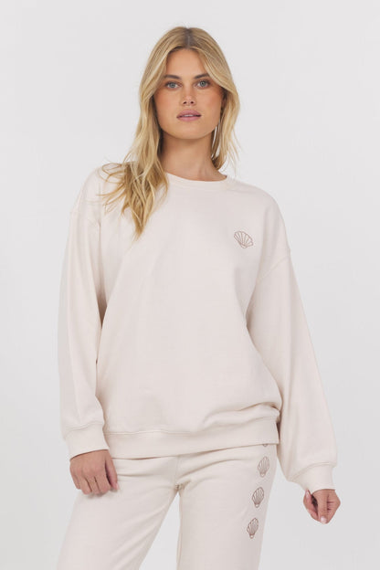 Embroidered French Terry Crew | Vintage Havana