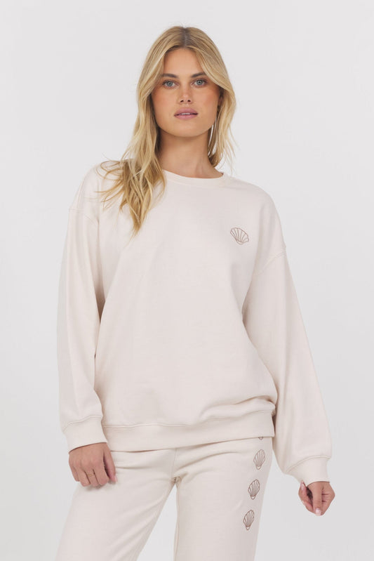 Embroidered French Terry Crew | Vintage Havana