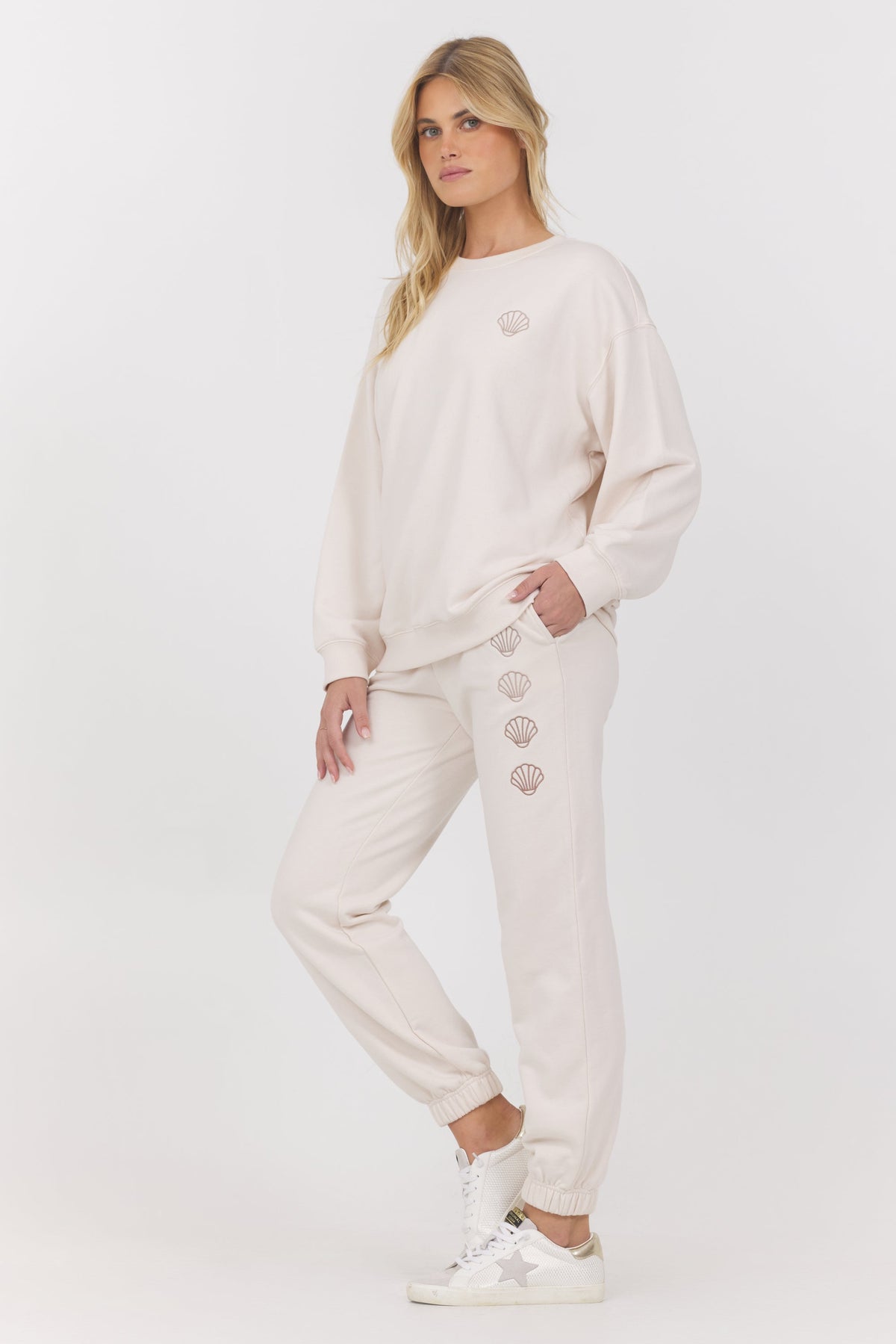 Embroidered French Terry Crew | Vintage Havana
