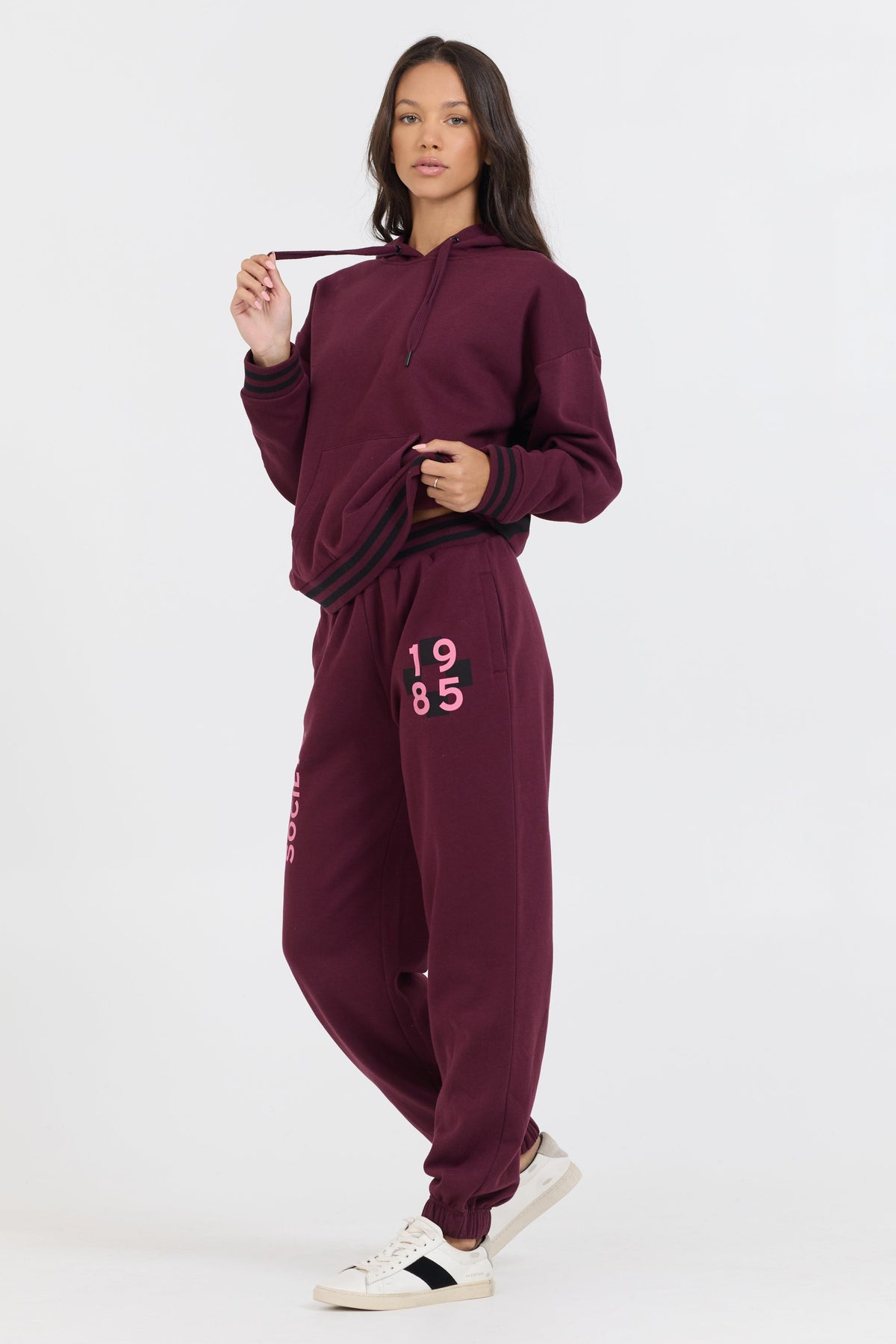 Cabernet W/ Rose Printed Heavy Surf Wash Hoodie | Vintage Havana