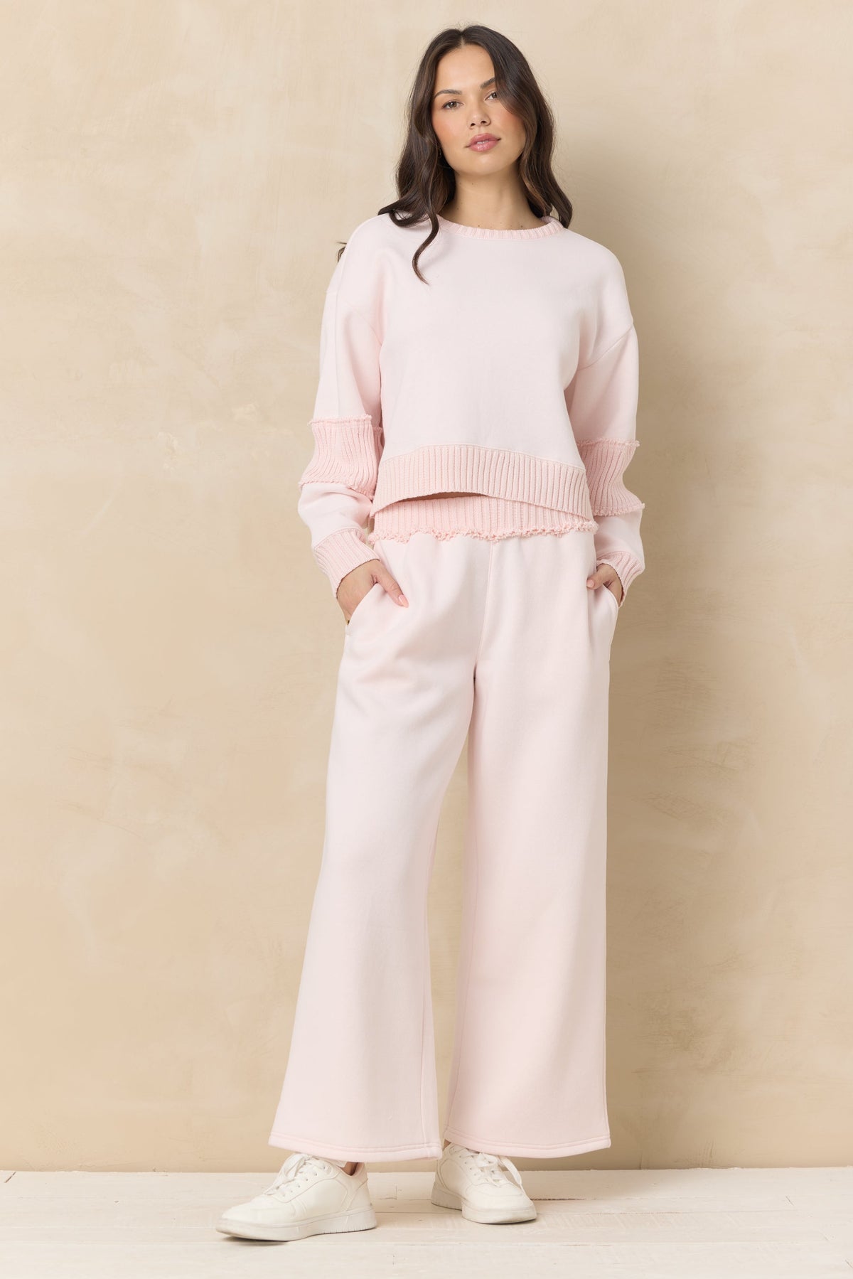 Vintage Fleece Wide Leg Pants with Rib | Vintage Havana