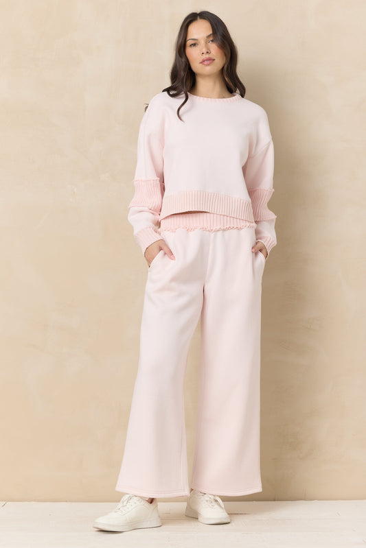 Vintage Fleece Wide Leg Pants with Rib | Vintage Havana