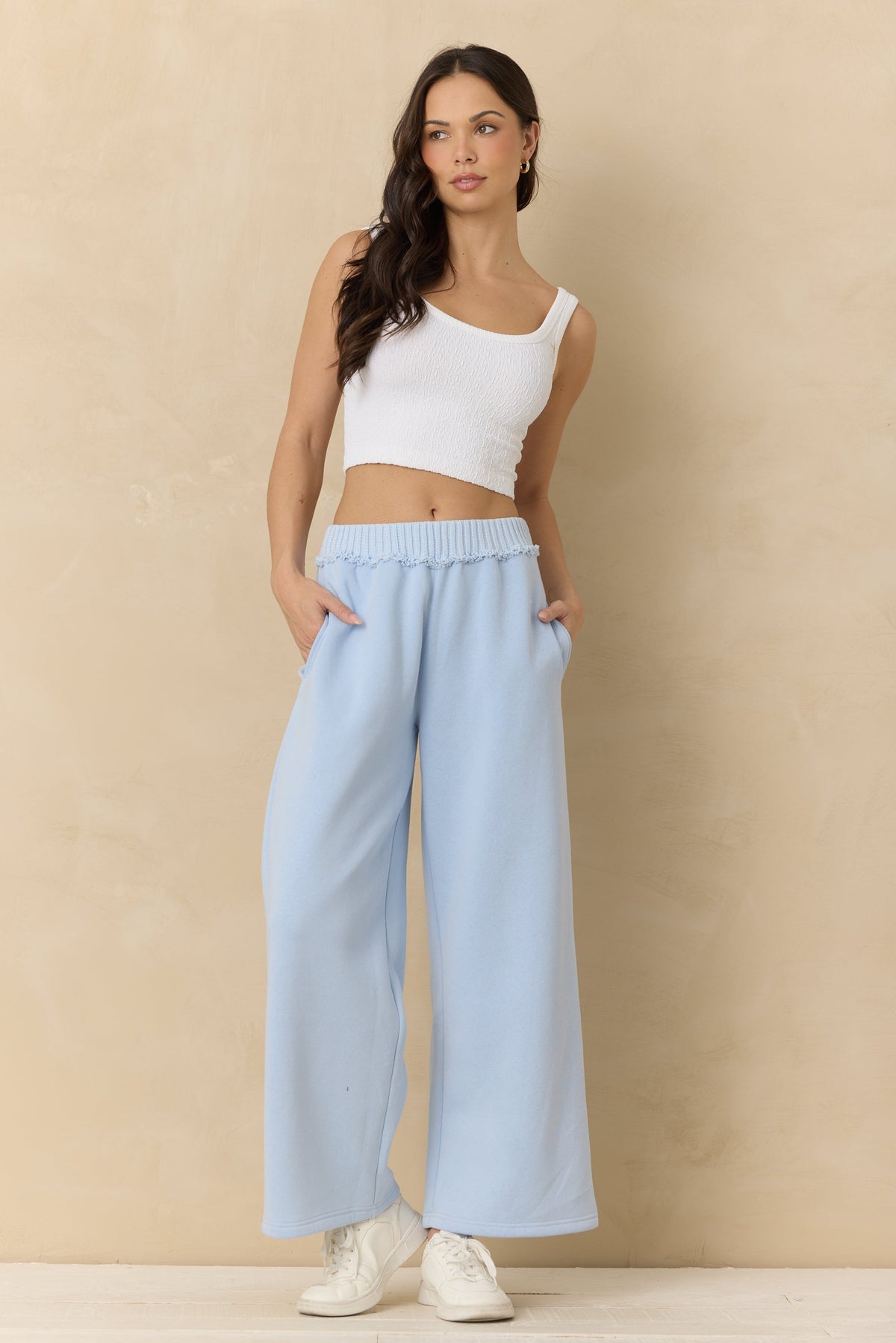 Vintage Fleece Wide Leg Pants with Rib | Vintage Havana