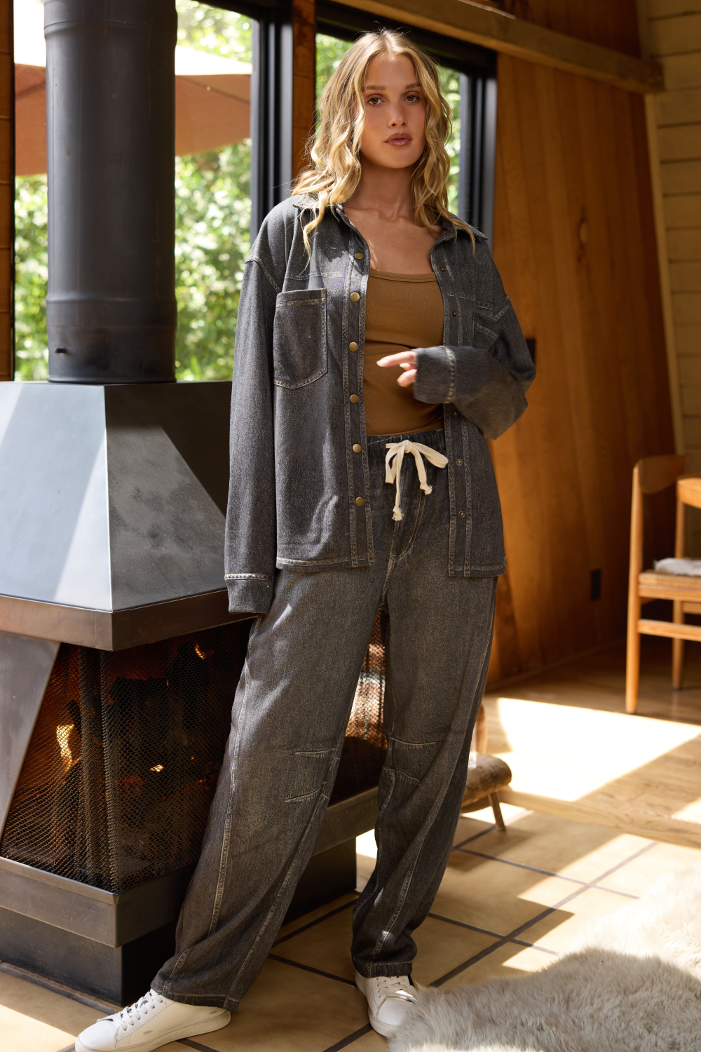 Denim Fleece 2-Piece Set | Vintage Havana