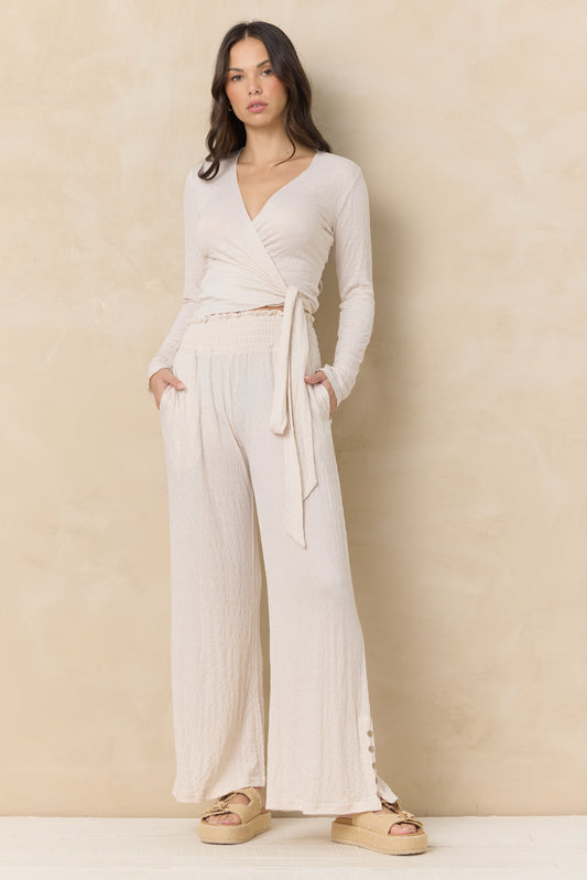 Crinkle Knit Wide Leg Pants | Vintage Havana