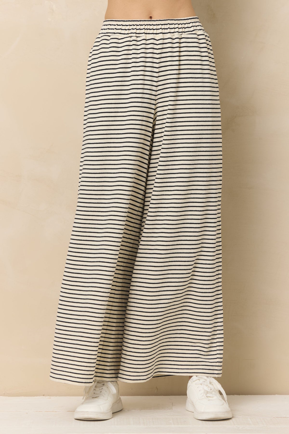 Striped French Terry Cloth Wide Leg Pant | Vintage Havana