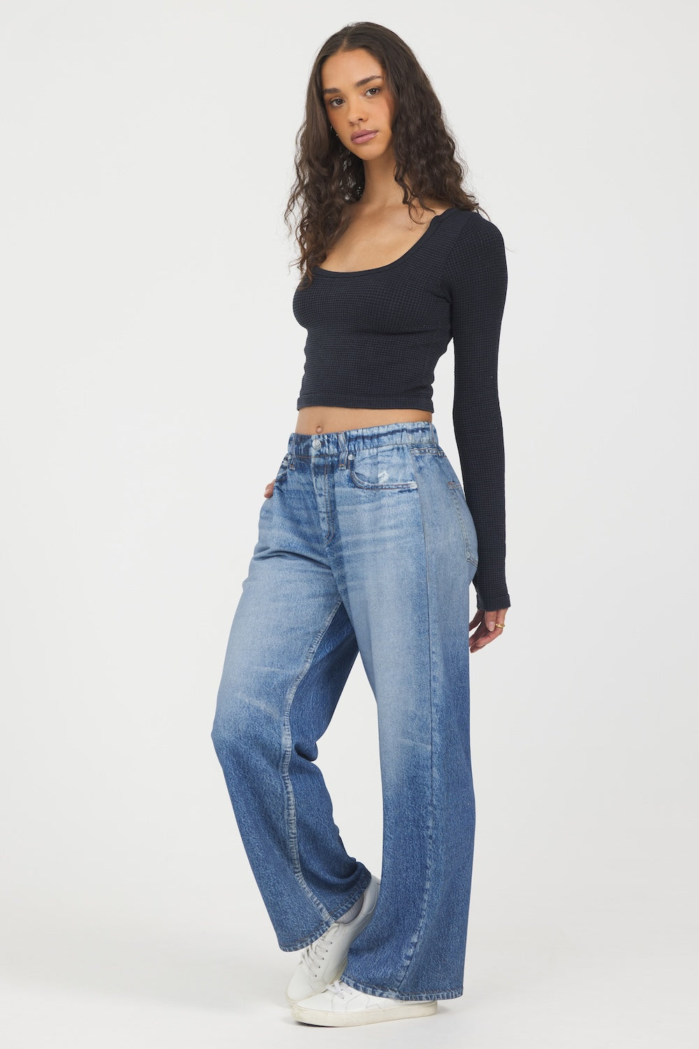 Denim Fleece Wide Leg Pant | Vintage Havana