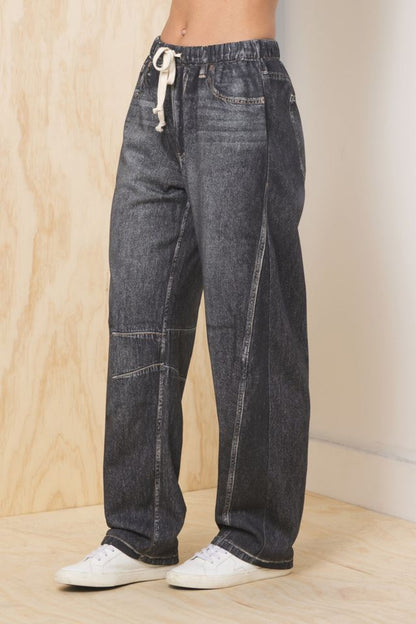 Denim Fleece Barrel Pant | Vintage Havana