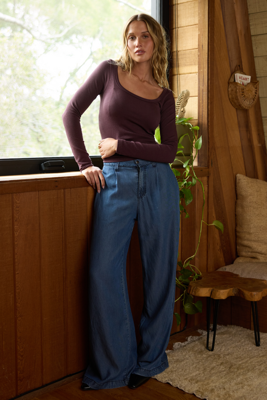 Tencel Wide Leg Trouser | Vintage Havana