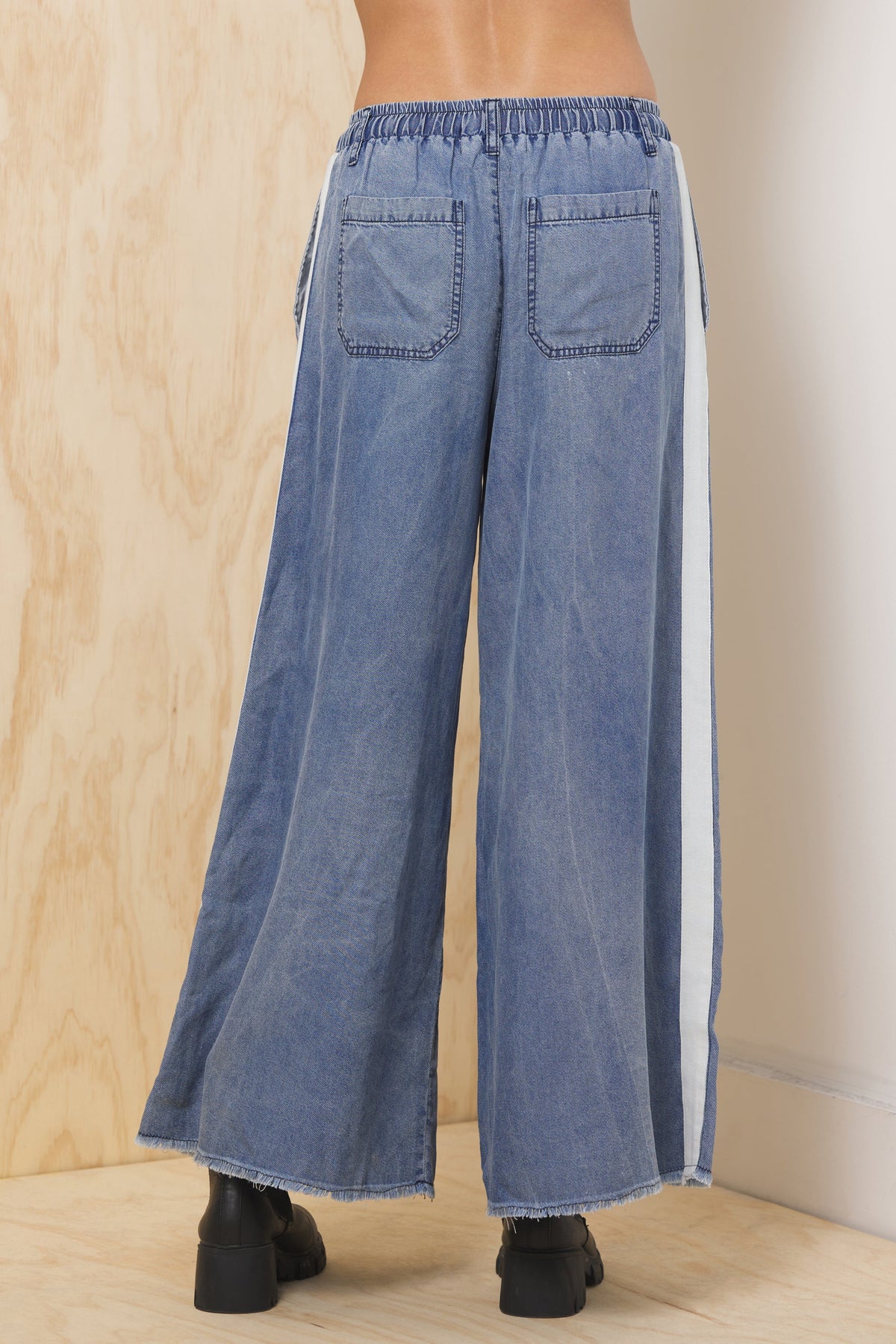 Tencel Wide Leg Pant w/ Contrast | Vintage Havana