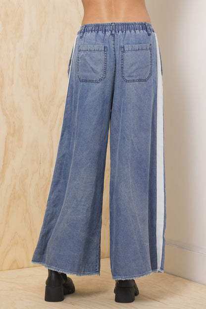 Tencel Wide Leg Pant w/ Contrast | Vintage Havana