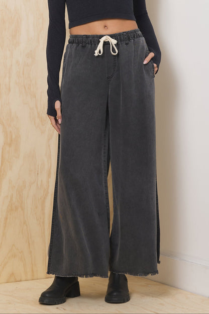 Tencel Wide Leg Pant - Charcoal | Vintage Havana