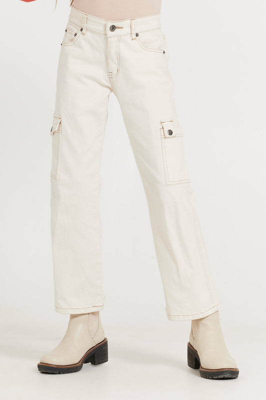 Kids Cream Cargo Jean | Vintage Havana