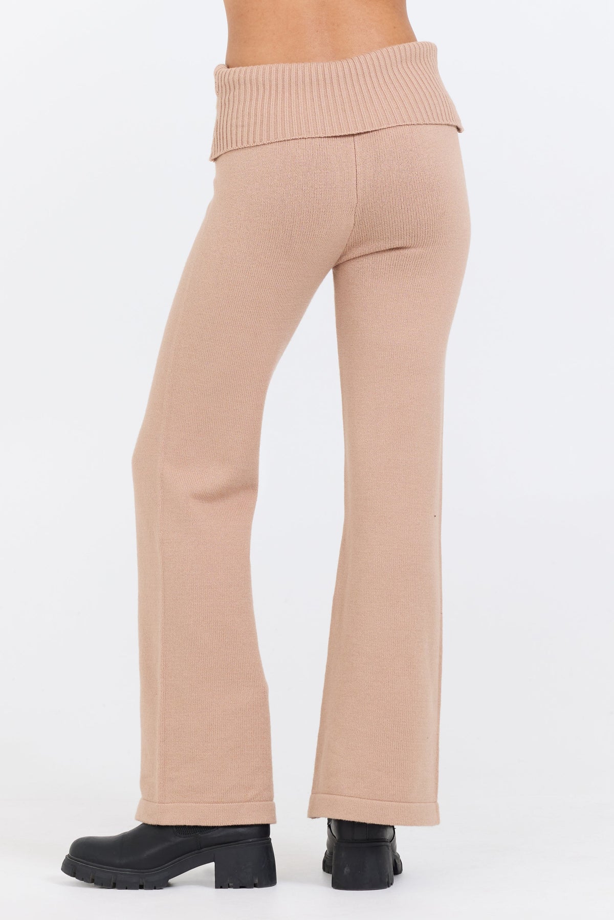 Salted Caramel Slim Fit Knit Fold Over Flare Pant | Vintage Havana