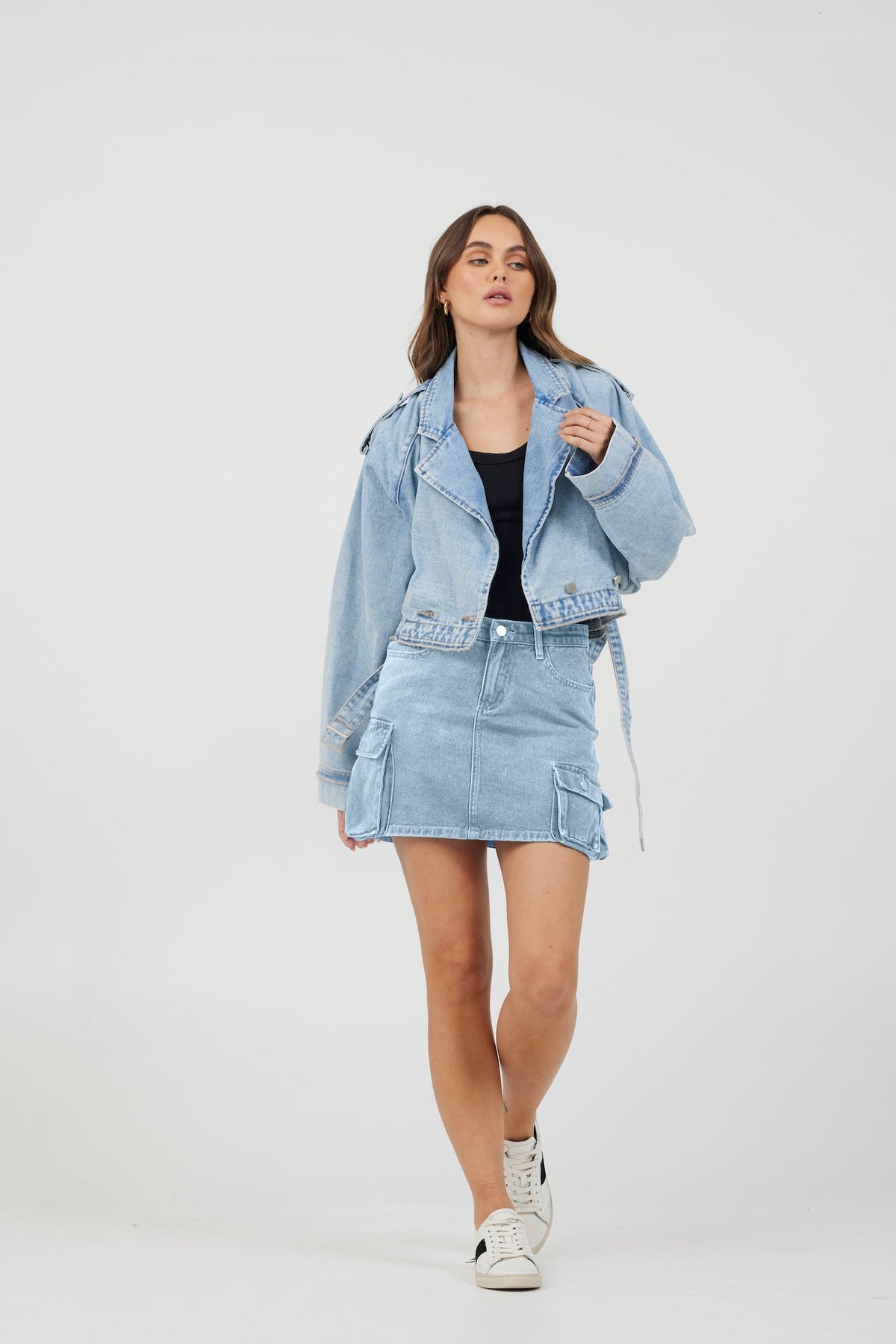 Light Wash Denim Cargo Skirt | Vintage Havana