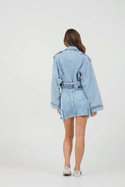 Light Wash Denim Cargo Skirt | Vintage Havana