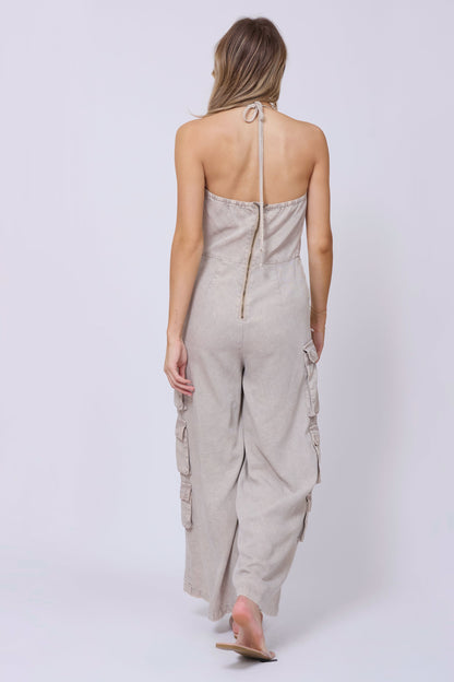 Khaki Tencel Jumpsuit | Vintage Havana