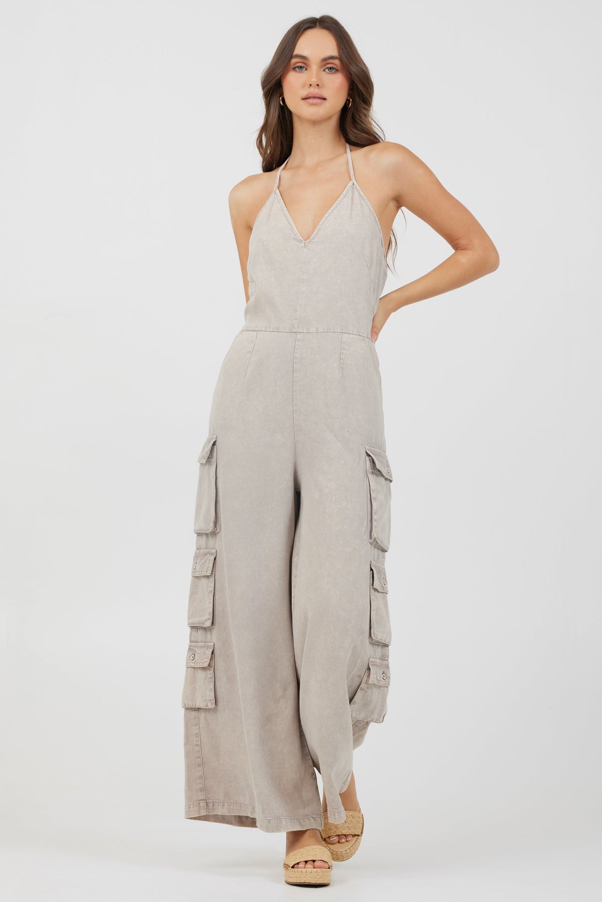 Khaki Tencel Jumpsuit | Vintage Havana