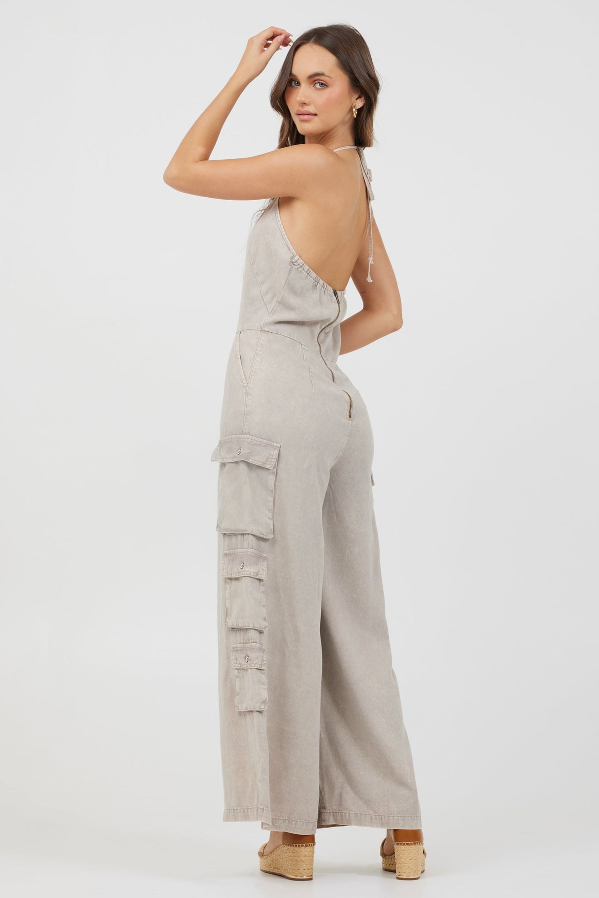 Khaki Tencel Jumpsuit | Vintage Havana